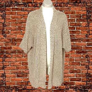 NWT Lane Bryant Metallic Open Front Cardigan Sweater 14/16 Gold Brown Beige